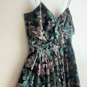 Silk floral gown with slit